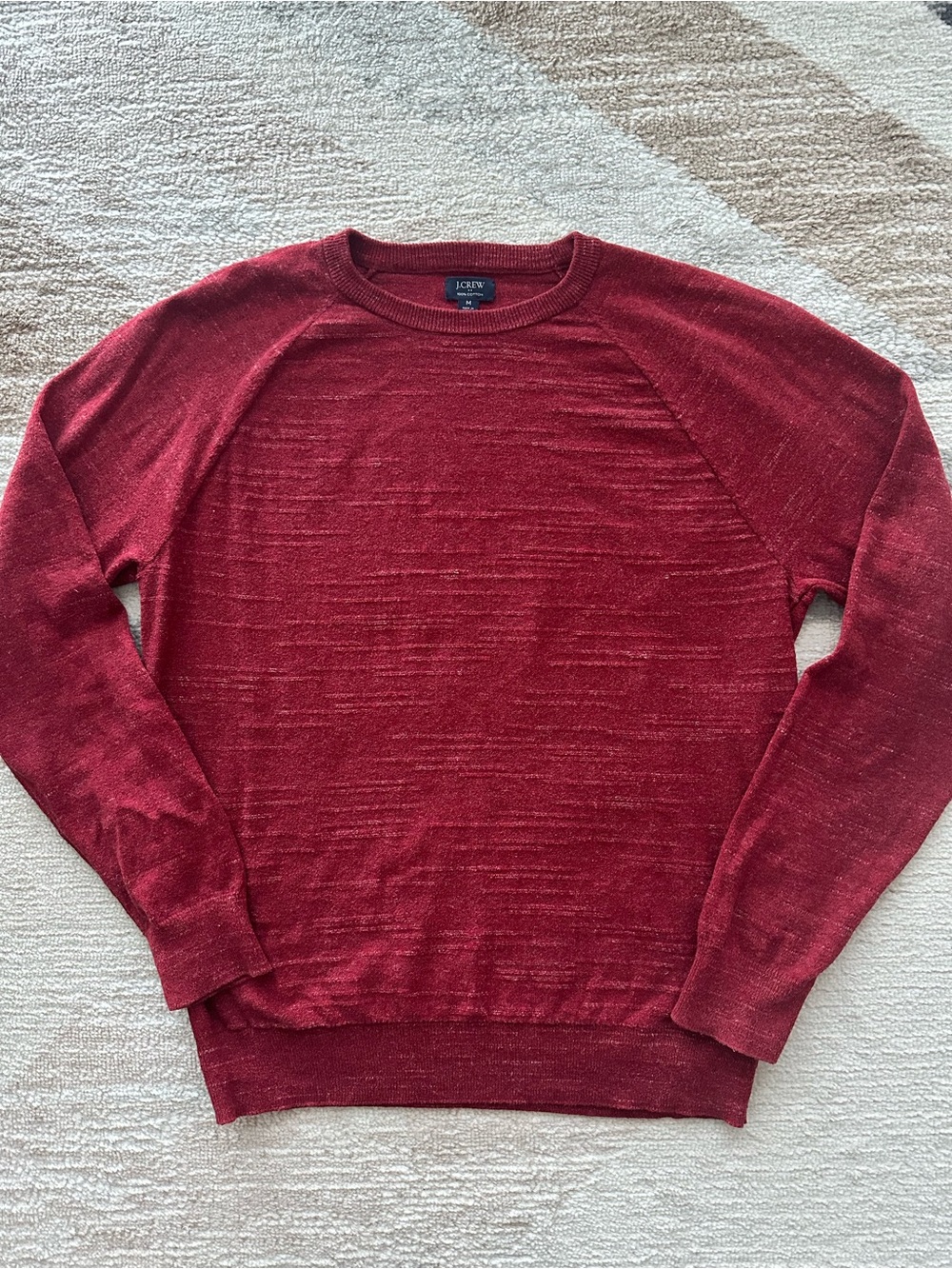 J. Crew Men's Heathered Red Crewneck Sweater